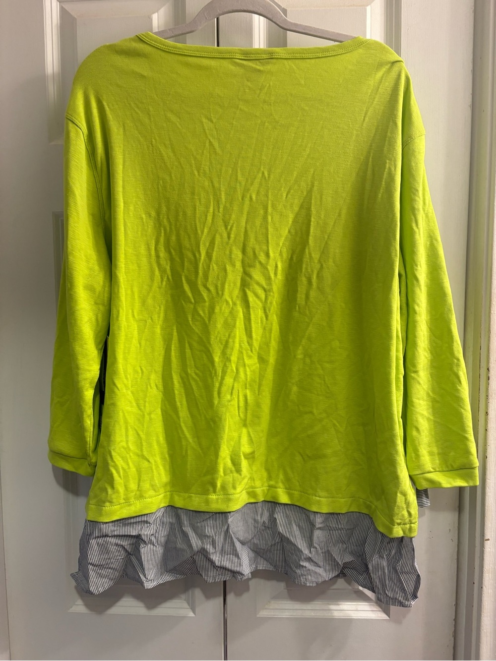 Multiples Neon Lime Layered-Hem Pullover